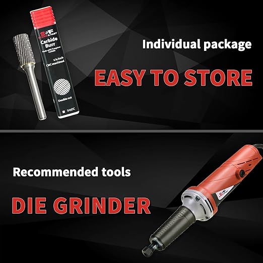 S&F STEAD & FAST Carbide Burr with 1/4” Shank 1/2” Cutter Dia 1” Length, Professional Grade Tungsten File, Die Grinder Bit for Metals, Rotary File Cylinder Shape, Grinding Burr bit