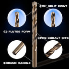 21Pcs M35 Cobalt Drill Bit Set 1/16"-3/8", 135 Degree Tip HSS with Storage Case, Twist Jobber Drill Bit Kit for Cast Iron, Hard Metal, Stainless Steel, Plastic and Wood