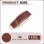 HARFINGTON 6 x 48 Inch Sanding Belts, 2 Pcs 36 Grits Aluminum Oxide Abrasive Belt Sander File Belt for Woodworking, Metal Polishing, Knife Sharpener