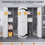 Broom Storage Cabinets, 65" Tall Broom Closet with Hanging Rod, Utility Closet Storage Cabinets with Doors and Shelves, Cleaning Tool Cabinet for Utility Room, Bathroom