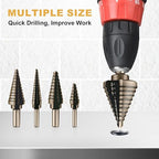 Aleric Step Drill Bit Set - 5 Pcs High Speed Steel Titanium Step Drill Bits, Step Bits for Metal,Wood,Plastic, Step Bit, Multiple Size Hole Cutting Drilling Cone Unibit Step Drill Bit for DIY Lovers