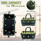 17in Tool Bag For Men Heavy Duty with Waterproof Molded Base, High Capacity Wide Mouth Tote, Construction Worker Electricians Tool Bags, Large Tool Bag Organizer for Men Women Tool Tote