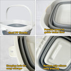 Collapsible Basin Bucket (9L+5L)-Collapsible Dish Tub Portable Sink-Foldable Sink Tub for Cleaning Foldable Portable Plastic (Grey+5L Grey)