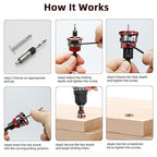7-Piece Countersink Drill Bit Set with Aluminum Alloy Stop Collar, a Screwdriver Bit, 5 HSS M2 Tapered Bits and a Wrench, 1/4" Hex Shank Countersink Drill Bit for Woodworking