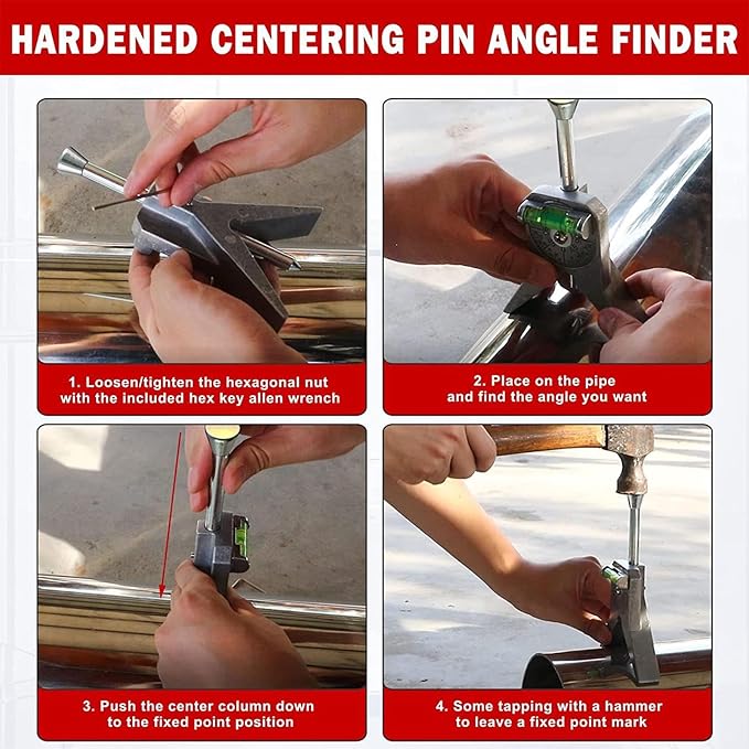 Pipe Center Finder, Stainless Steel Safety Pipe Marker Centering Tool Adjustable Center Finder Tool Upgraded Pipe Fitter Tools for Marking and Positioning Diameter Pipe