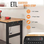 Albott 68"x48" L-Shaped Adjustable Workbench with Storage & Power Strip, Heavy Duty Tool Bench for Woodworking, Garage, Workshop, Home Office, 6000LBS Load, Pegboard & Hooks, ETL Certified