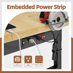 48" Adjustable Workbench, Work Bench Table with Wheels and Power Outlet, Rolling Workbench with Drawers, Large Load Capacity Garage Workbench for Workshop,Office,Home