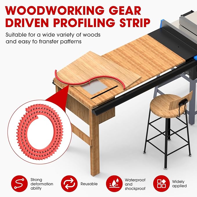 Flexible Router Edge Guide,Professional Router Templates for Woodworking Accessories,Flexible Curve Guide for Precise Thread Border, Curve and Arc Angle Positioning(RED 78INCH)