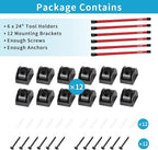 6 Pieces 24" Magnetic Tool Holder Strip, Red Magnet Bar, Metal Tool Organizer Rack for Garage Organization, Easy To Install in Workshop, Mounting Screws Included