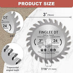 Wood Saw Blade TCT Circular Cutting Blade for Woodworking (3 inch （24T/11.1MM）)