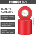 Treela 20 Rolls Electrical Tape 3/4 Inch Waterproof Vinyl Electrical Insulating Tape Flame Retardant Indoor Outdoor High Temperature Resistance Accessory for Wire and Cable(Red,66 ft)
