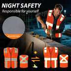 Class 2 Safety Vest with Zipper Front and multiple Pockets, High Visibility Vest, Meets ANSI/ISEA Standards