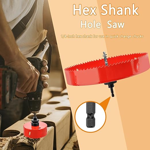 Hole Saw Heavy Duty bit Hex Shank,Hole Saw HSS with Arbor Bi-Metal & Heavy Duty Hole Saw Cutter for Wood Corn Hole Boards Plastic Drywall (φ185)