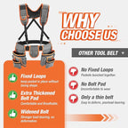 Tool Belt with Suspenders, Heavy-Duty 24-Pocket Work Belt for Electrician, Carpenter, Construction, Detachable & Adjustable Tool Pouch Bag for Men -Fits Waists 33"-48"