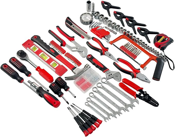 Hand tools, 237 Piece Tools Set, socket wrenches Professional Grade All-in-One Tool Kit for dorm with Plastic Toolbox-Perfect Idea as a Gift for College, General Household Hand Repair Set