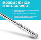 DURATECH Extra Long Handle 1/2-Inch Drive Ratchet, 90-Tooth Ratchet Wrench with 15" Handle and Dust Proof Teardrop Enclosed Head, Reversible, CR-V Steel Made, CR-MO Head, Full Polished, Gifts for Men