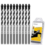 TITGGI 1/4" (10PCS) Masonry Drill Bit Set & Cement Drill Bits, Professional Concrete Drill Bit Set for Glass/Brick/Plastic/Cement/Wood/Tile/Etc, Industrial Strength Carbide Drill Bit Tip
