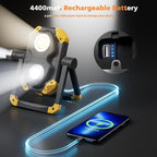 Samyoung 2 Pack Magnetic 2500 LM Rechargeable Work Light, 10 Hours Long Lasting 360° Rotating LED Work Light Folding Waterproof for Job Site Car Inspection Camping Emergency