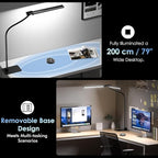 Desk Lamp with Metal Base, 31.5" LED Desk Lamp for Home Office, 24W Double Head Desk Light, Dimmable & Color Temperature, Table Lamp with Remote Control, Brightest Computer Monitor Light