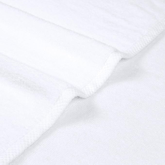 Amazon Basics 100% Cotton Soft Quick-Dry Bath Towel Set, 8-Piece, White, 10" x 7"