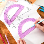 EBOOT Plastic Protractor Math Protractors 180 Degrees, 6 Inch, Pack of 2 (Pink)