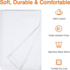 Amazon Basics 2 Piece Quick-Dry Oversize Bath Towel, 100% Cotton, White, 62" x 30"