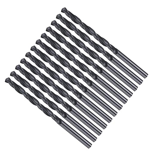 Drill Bit, 4.8mm Cutting Diameter, 4241 HSS Nitriding Black 118° Cutting Angle Versatile Jobber Bits - (Applications: for Drilling Plastic Wood Soft Metal), 12-Pieces