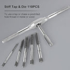 110 PCS Metric Tap and Die Set, Metric Screw Threads M2-M18 for Cutting External and Internal Threading, Come with Storage Case and Complete Accessories