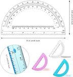 Zonon 3 Pack 6 Inch Plastic Protractor Back to School Protractors 180 Degrees Pink Blue Clear Protractors for Classroom Math Teacher Student Office Supplies