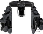 FUERI Leather Tool Belt with Suspenders Heavy Duty Bags Dual Hammer Holsters Tool Pouches for Men Construction Carpenters Electricians Framers Women Workers 16 Pockets