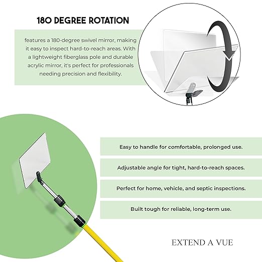 Flex Vue Inspection Mirror with Threaded Adapter, 3.5 inch x 6 inch - 3 Pack