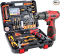 Tool Set with Drill, 108Pcs Cordless Drill Household Power Tools Set with 16.8V Lithium Driver Claw Hammer Wrenches Pliers DIY Accessories Tool Kit