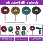 120 PCS Polishing Kit for Dremel, Abrasive Buffing Wheels for Rotary Tool Accessories with 1/8 Inch Shank, Polishing Bits for Metal Wood Watch Jewelry Brass