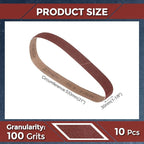 10 Pcs Sanding Belts 1-1/8 x 21 Inch 100 Grit Aluminum Oxide Abrasive Sandpaper for Belt Sander Metal Grinding Wood Working Weld Rust Removal