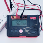 UNI-T 1000V Megohmmeter Insulation Megger Tester, Ground Resistance Tester Meter 0 Megohm to 5.5GΩ with AC 100V/250V/500V Testing Voltage & LCD Display Backlight(UT501A)