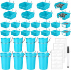 64 Pieces Pegboard Bins Pegboard Cups with Hooks and Loops Peg Hooks Assortment Organizer Accessory for Organizing Accessories Tools Storage Office Workshop Garage Workbench (Blue)