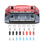 Recoil DBBS43 Dual Row Busbar Positive and Negative 4 x M5 Studs 3 x #8 Screw Terminals Power and Ground Distribution Block with Ring Terminals Bus Bar