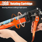 Holothurian Caulking Gun, No-Drip Hand Caulk gun, Silicone Gun with Comfort Grip, 1/10 Gallon Cartridge, 12:1 Thrust Ratio, and Two Nozzles and Scraper