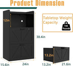 2 Drawer Lateral File Cabinet with Charging Station, Wood Filing Cabinet with Lock & LED Light, Large Storage Printer Stand for Home Office, Black