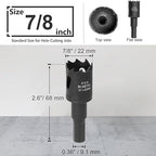 7/8 Inch Hole Saw with 9.1mm Triangle Shank Arbor, JTemgle Bi-Metal Hole Saw Heavy Duty Hole Cutting Tool for Cornhole Boards, Recessed Lights, Wood, Plastic, Drywall & Soft Metal