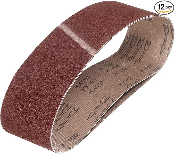 HARFINGTON 4 x 36 Inch Sanding Belts, 12 Pcs 120 Grits Aluminum Oxide Abrasive Belt Sander File Belt for Woodworking, Metal Polishing, Knife Sharpener