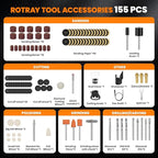 200W Corded Rotary Tool Kit with Fine Speed Control & Flex Shaft 8000-40000 RPM Digital Display, 155Pcs Accessories for Crafting, Cutting, Sanding, Polishing, Drilling, Carving, DIY Projects