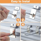 Moxweyeni 100 Pcs Heavy Duty Slatwall Panel Hooks Hanging Metal Slat Wall Hanging Hooks Silver Slat Wall Hanger Commercial Grade Slatwall Pegs Accessories for Shop Retail Display(4 Inch)