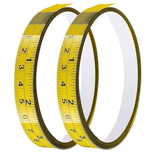 Adhesive Measuring Tapes,Steel Self Tape Measure,1/2" Wide Imperial & Metric Ruler Sticker, Stick On Table Saw and T Track for Woodworking, Drafting (Yellow, Left to Right 78" 2PCS)
