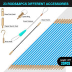 32.2FT Fiberglass Running Electrical Wire Cable Glow Rods Wire Pulling, Fish Rods Electrical Kit with 6 Different Attachments and Fish Tape Wire Puller Kit (32, Blue)