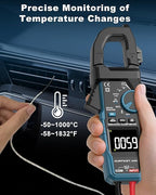 Clamp Meter DURFICST Digital Inrush Clamp Multimeter AC/DC 1000A 6000 Counts Amp Voltage Tester with VFD, LOZ Mode,Measures AC/DC Current Voltage NCV Temperature Resistance Capacitance Frequency