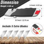 DIYSELF 20 Pack Box Cutter, Rubber Handle Utility Knife, Box Cutter Retractable Heavy Duty, Box Cutter Knife for Boxes, Cardboard, SK5 Steel Blades, Razon knife for Warehouse, Home, Box Cutters Bulk