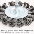 3PCS 3 Inch Knotted Wire Wheel Cup Brush and Twist End Brush Set,1/4" Shank for Drill,Perfect for Rust Removal, Corrosion and Paint