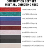 45Pcs 1/2" x 18" Sanding Belts for Belt Sander,5 Each of 80/120/240/400/600/800/1000/2500/5000 Grits,1/2 Inch x 18 Inch Sanding Belts Set for Air Belt Sander, Woodworking, Metal Polishing, Derusting
