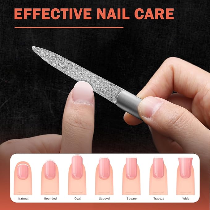 BEZOX Metal Nail File – Durable, Double-Sided Precision Fingernail Files for Women, Stainless Steel Finger Nail Buffer for Smooth, Shiny, Salon-Worthy Nails